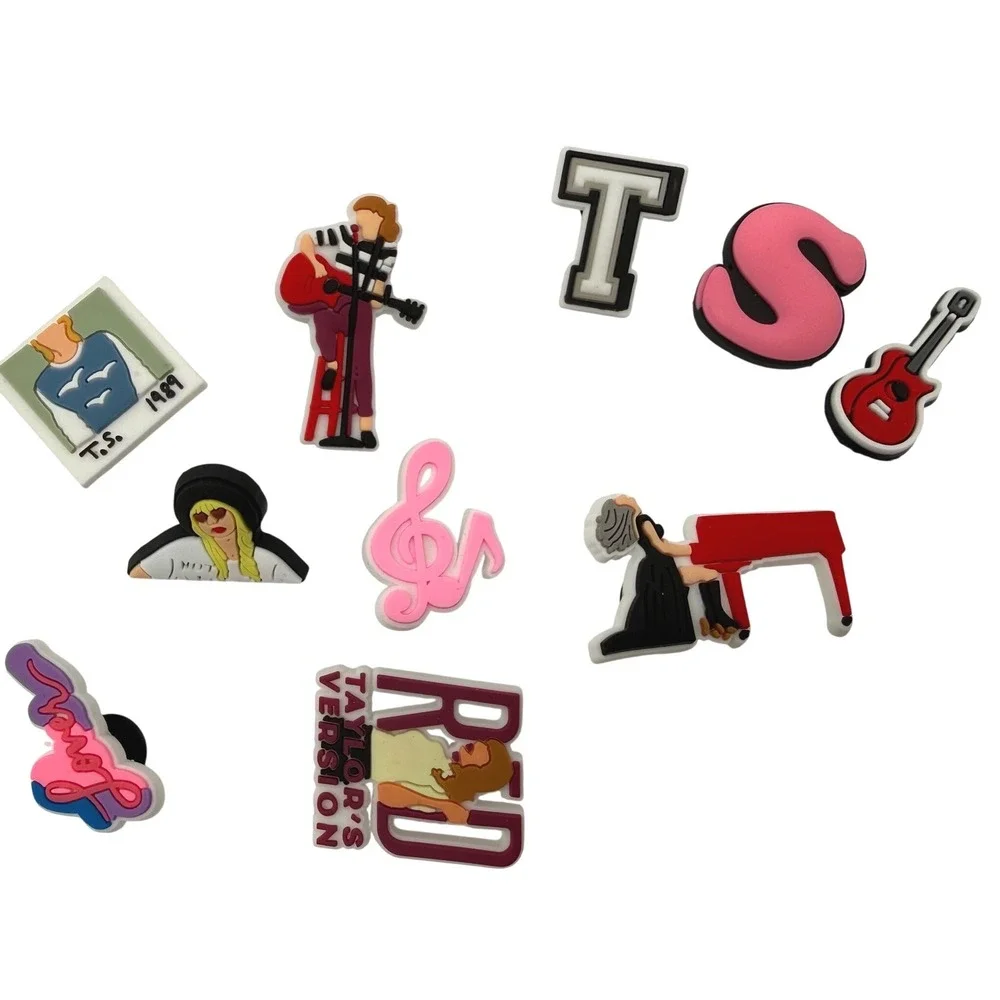 Taylor Swift Shoe Charms Kids Multicolor New Eras Tour 10 Piece Set PVC Jibbitz